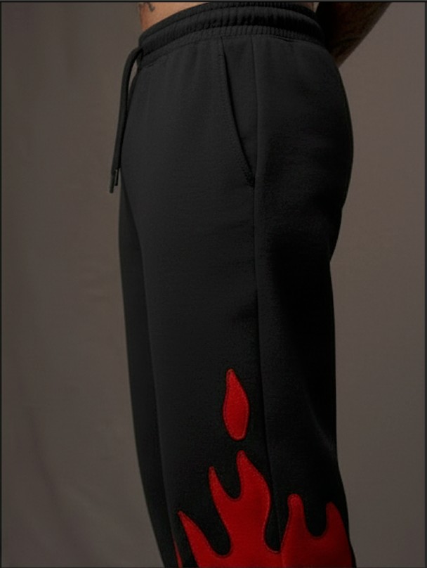 Red Fire Flame Trackpant β Unisex Baggy Streetwear by ALTR