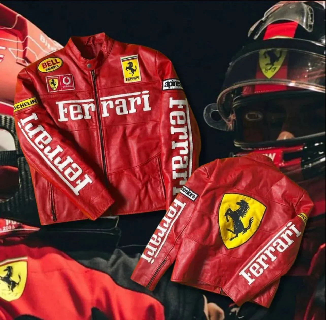 Ferrari - Inspired Red Leather Racing Jacket - ALTR