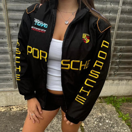 Premium Porsche Women's Puffer Jacket Dynamic Black - ALTR