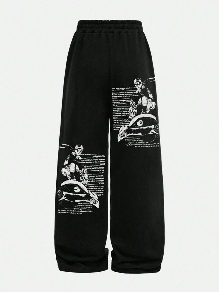 Black Naruto X Gamakichi Aesthetic Oversized Sweatpants by ALTR