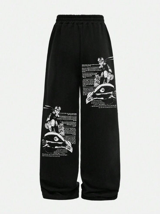 Black Naruto X Gamakichi Aesthetic Oversized Sweatpants by ALTR