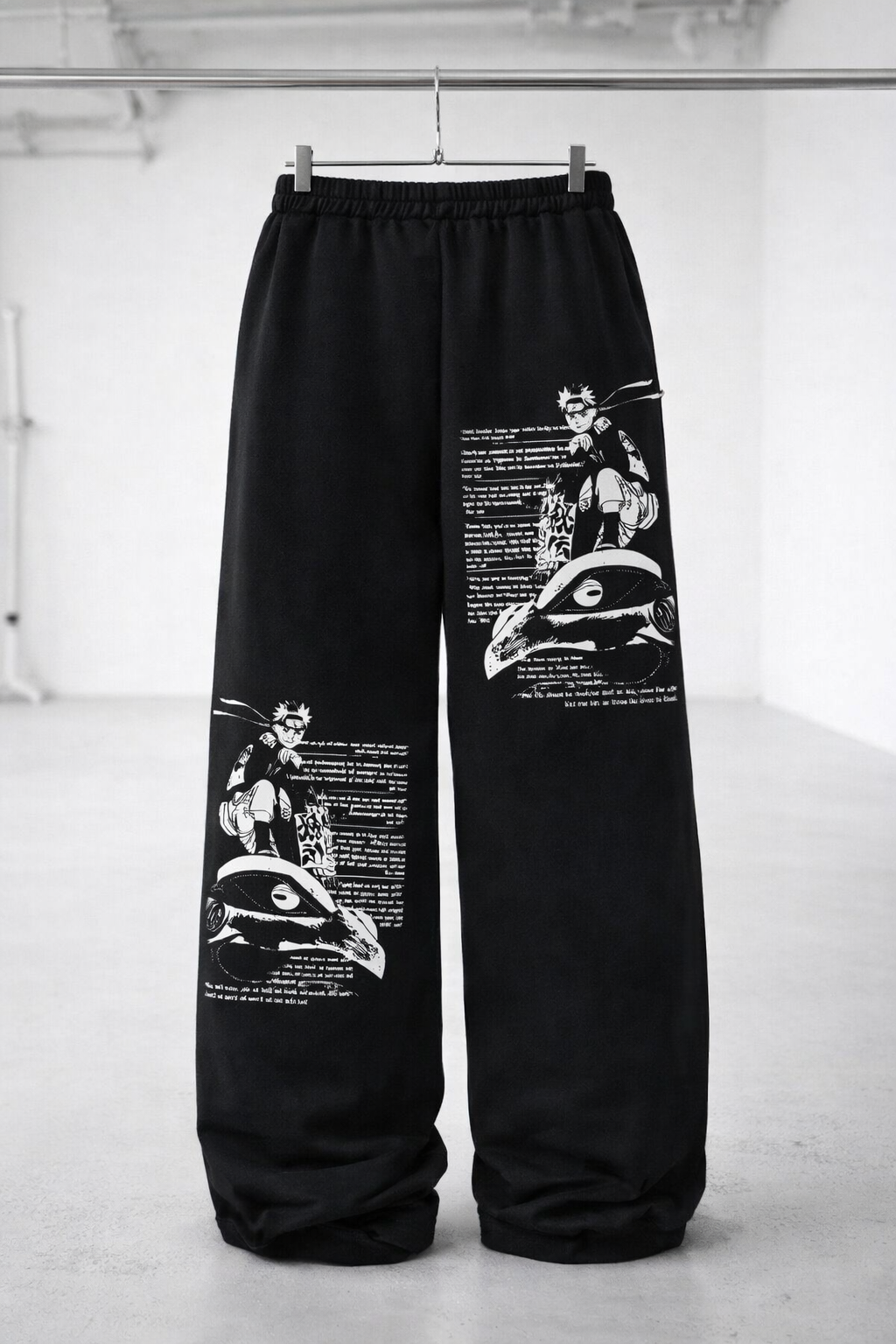 Black Naruto X Gamakichi Aesthetic Oversized Sweatpants by ALTR