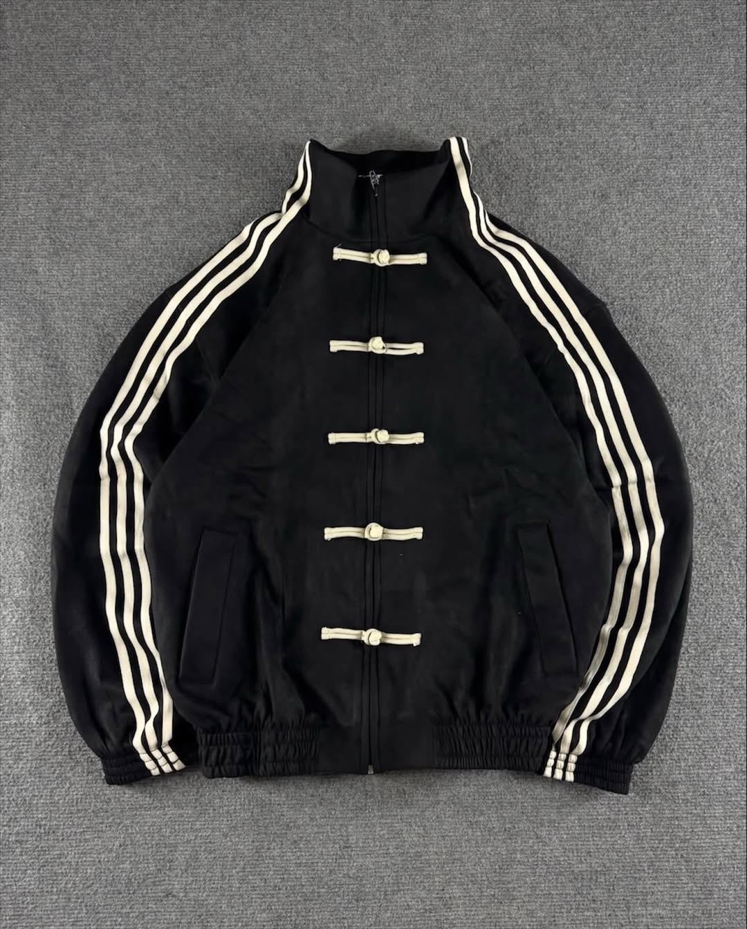 Black CNY Jackets by ALTR with traditional knot detailing and streetwear fit