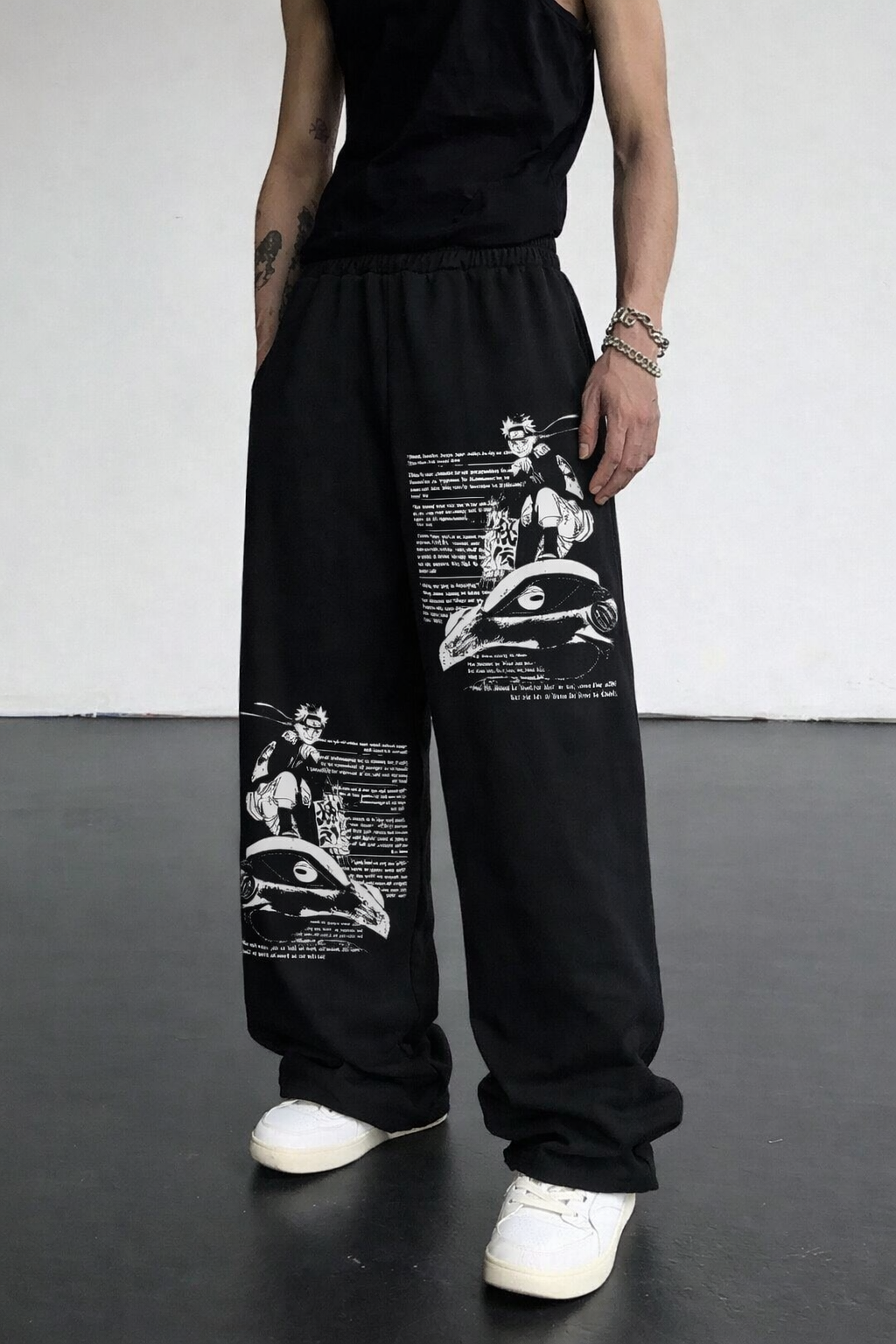 Black Naruto X Gamakichi Aesthetic Oversized Sweatpants by ALTR