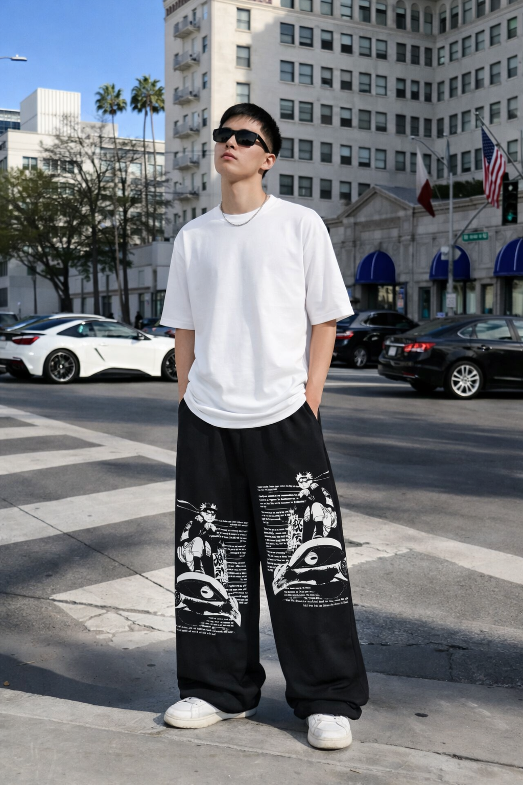 Black Naruto X Gamakichi Aesthetic Oversized Sweatpants by ALTR