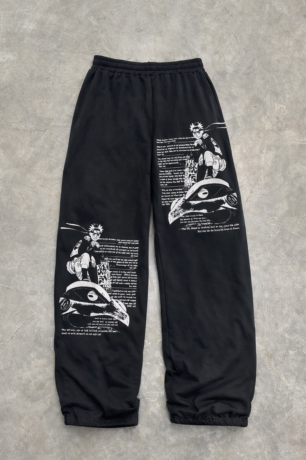 Black Naruto X Gamakichi Aesthetic Oversized Sweatpants by ALTR