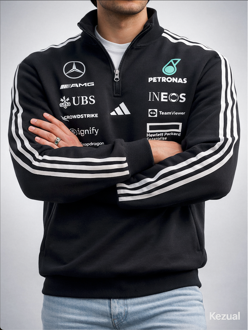 F1 PETRONAS UNISEX BLACK ZIP UP SWEATSHIRT | ALTR