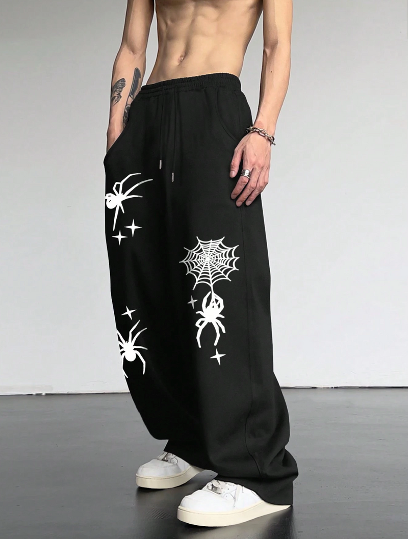 Aesthetic Spider Casual Black Oversized Sweatpants | ALTR