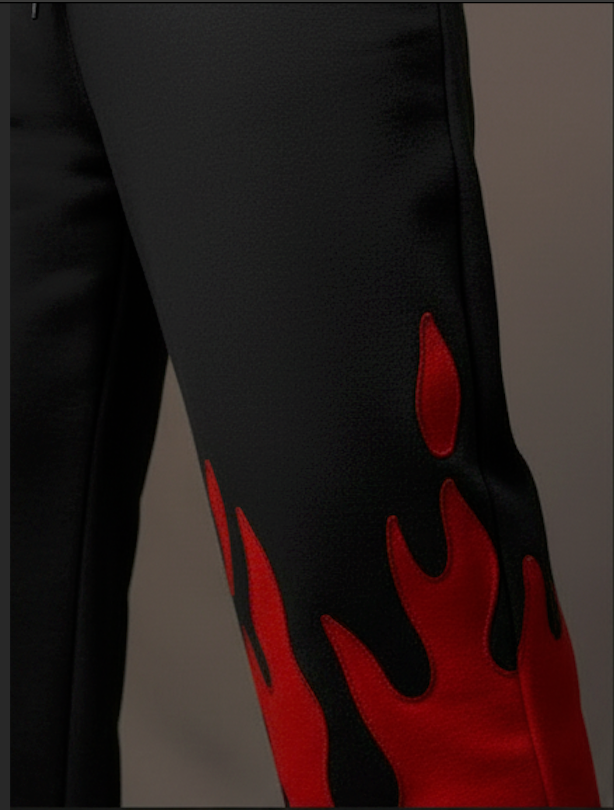Red Fire Flame Trackpant – Unisex Baggy Streetwear by ALTR