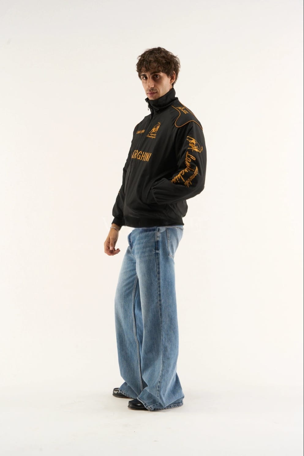 Lamborghini Embroidered Puffer Jacket – Black Racing Streetwear