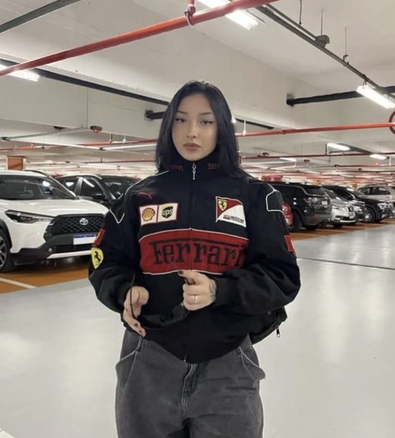 Ferrari Embroidered Black Puffer Jacket