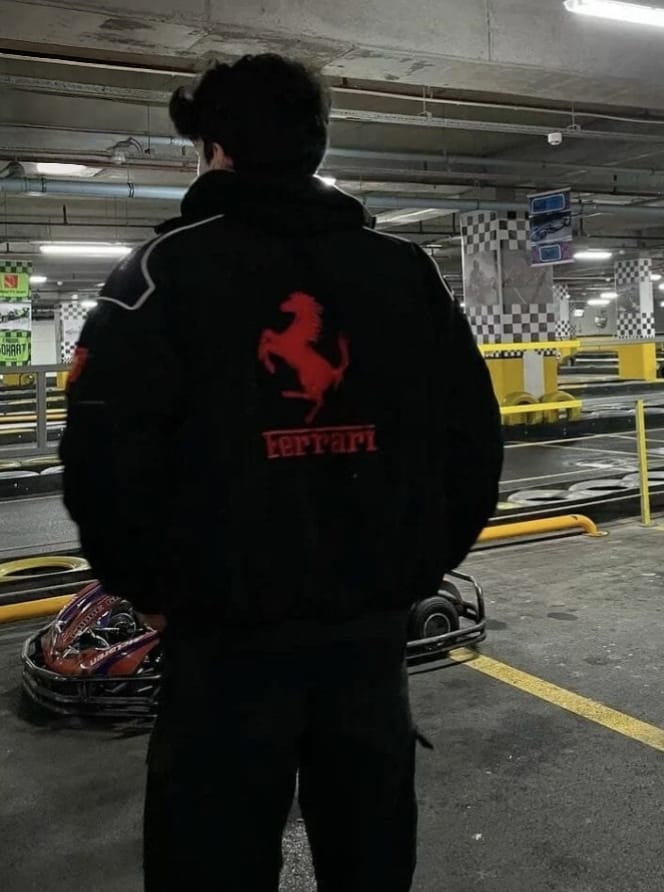 Ferrari Embroidered Black Puffer Jacket