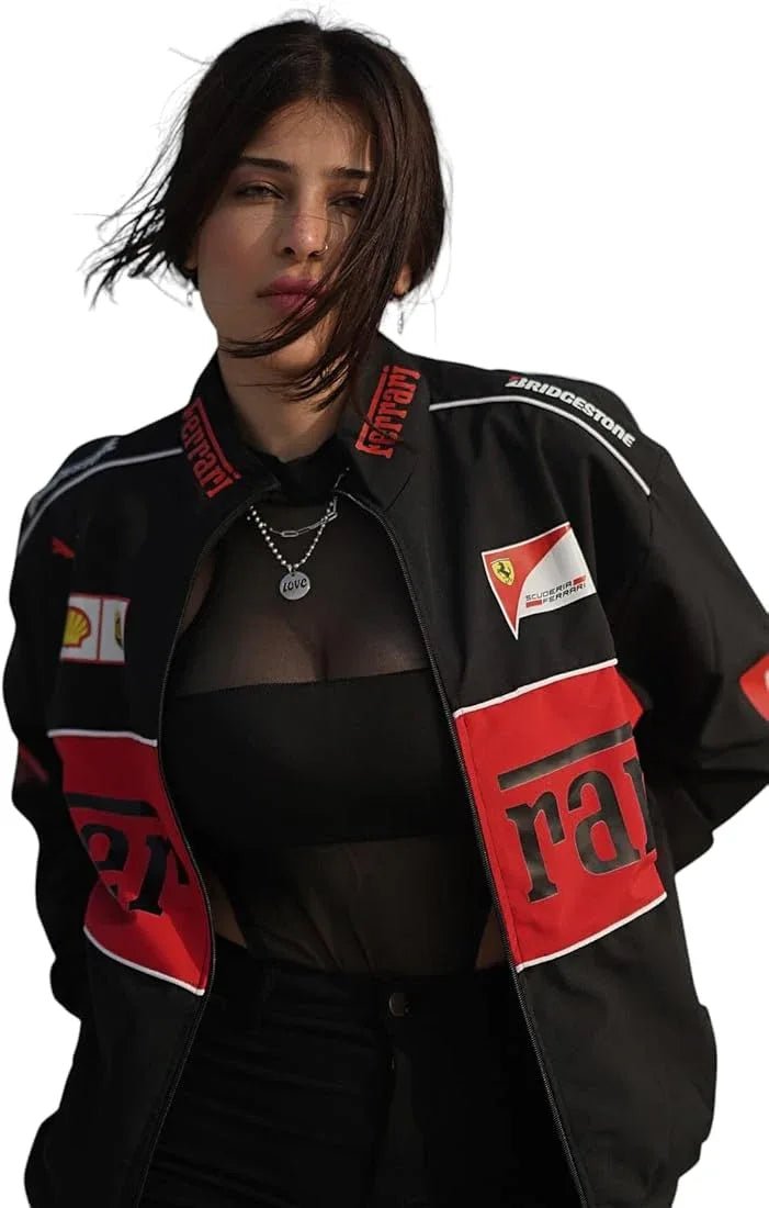 Black Ferrari F1 Women's Jacket - Parachute Style | ALTR - ALTR