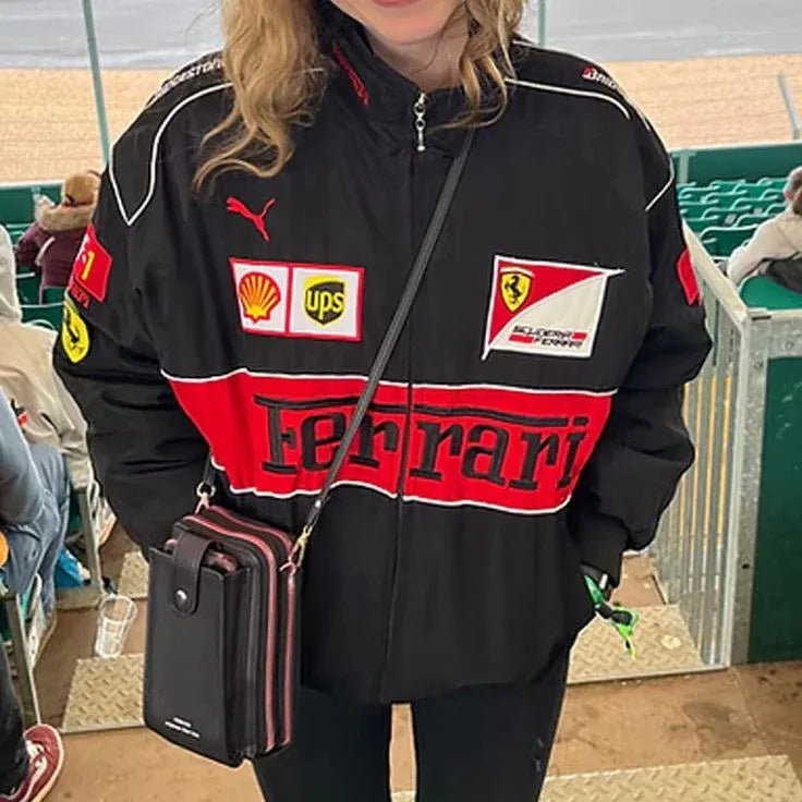 Black Ferrari F1 Women's Jacket - Parachute Style | ALTR - ALTR