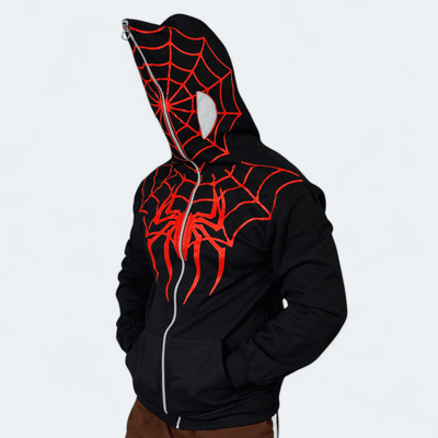 Black Spiderman Hoodie Full Zip Up Athletic Fit Fan Gear | ALTR