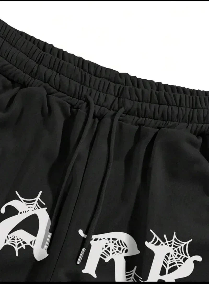 Dark Grey Aesthetic Spider Web Oversized Sweatpants - ALTR