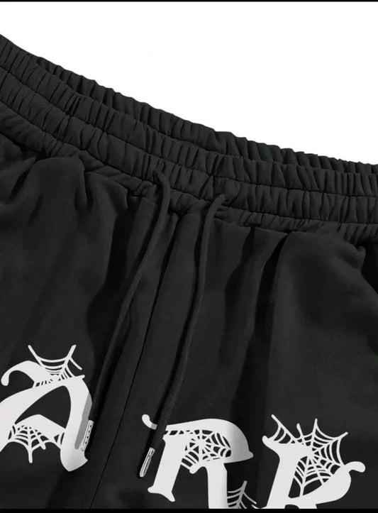 Dark Grey Aesthetic Spider Web Oversized Sweatpants - ALTR