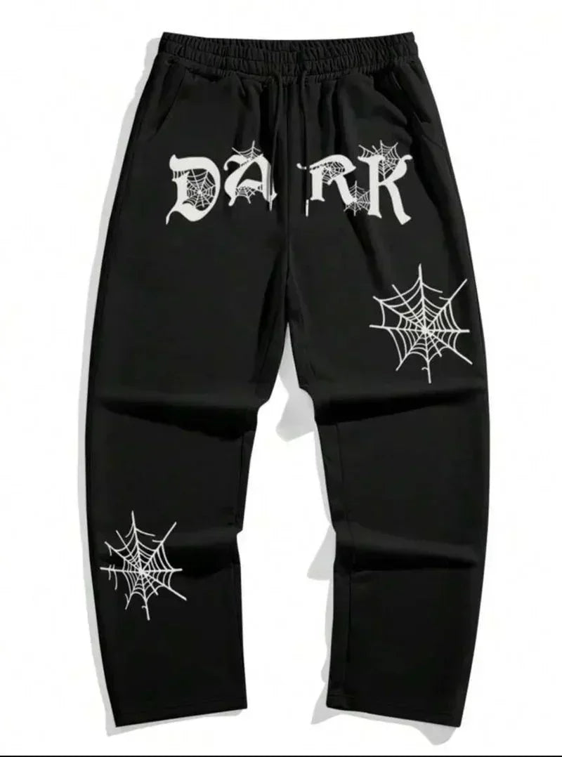 Dark Grey Aesthetic Spider Web Oversized Sweatpants - ALTR