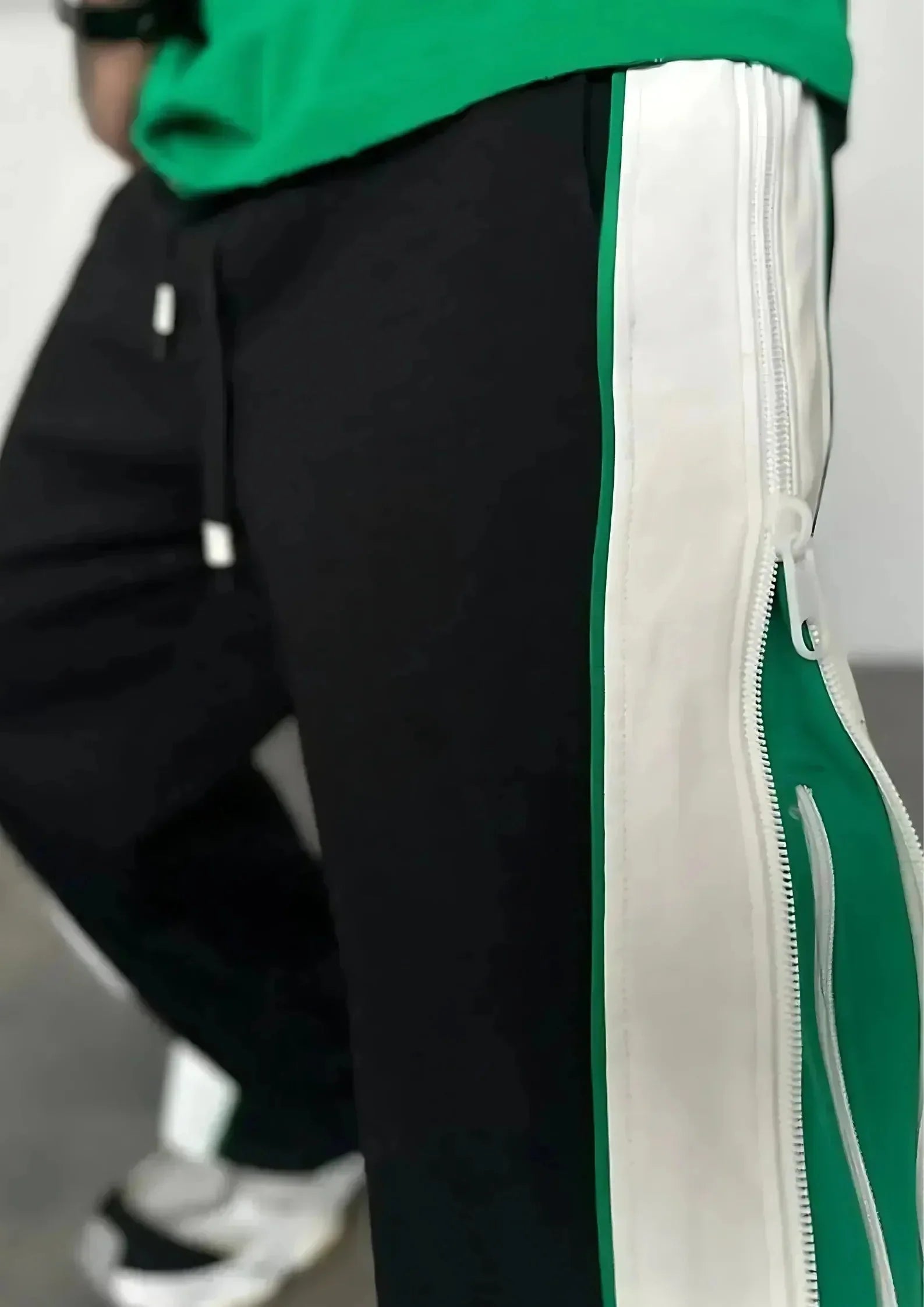 Double Zip Green Wide Leg Zip Up Baggy Pants - ALTR