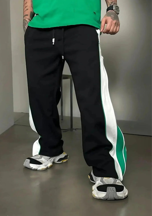 Double Zip Green Wide Leg Zip Up Baggy Pants - ALTR