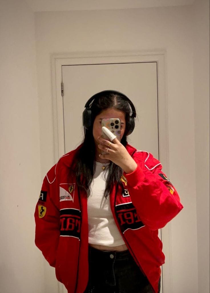 Buy Now Women's Red Ferrari F1 Jacket In India Side View - From ALTR
