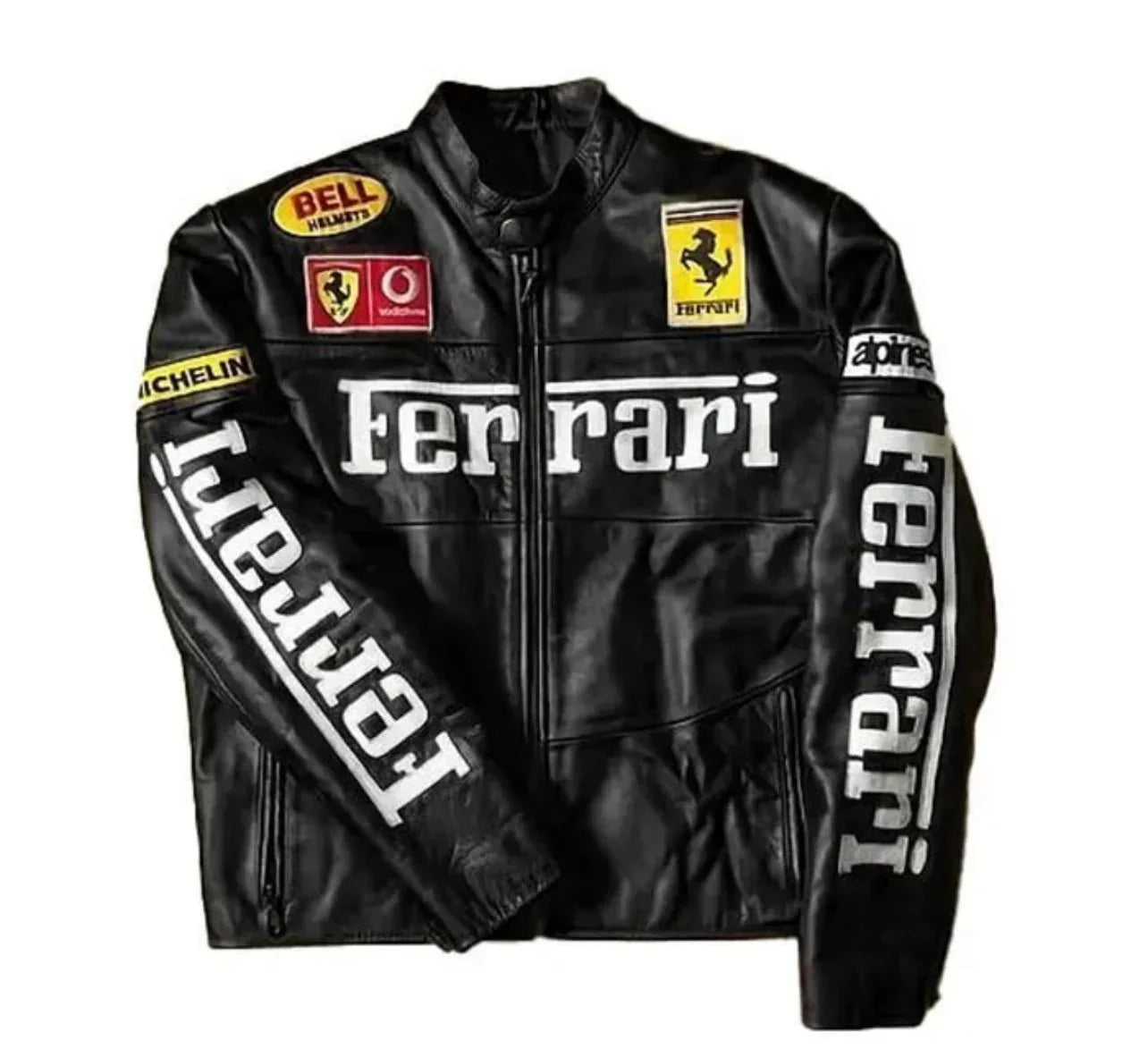 Ferrari - Inspired Black Leather Racing Jacket - ALTR