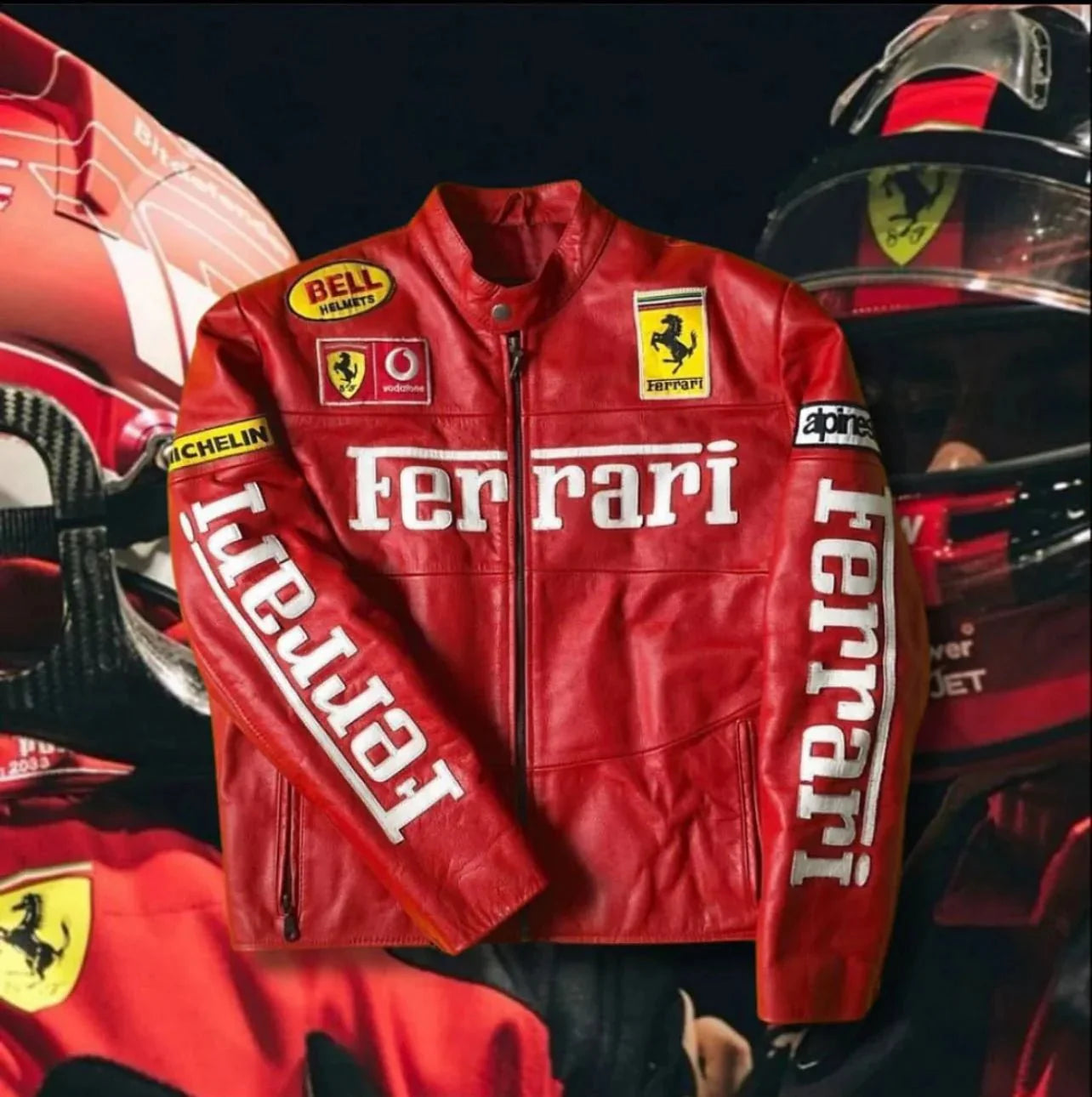 Ferrari - Inspired Red Leather Racing Jacket - ALTR