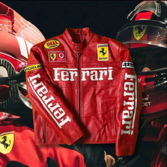 Ferrari - Inspired Red Leather Racing Jacket - ALTR