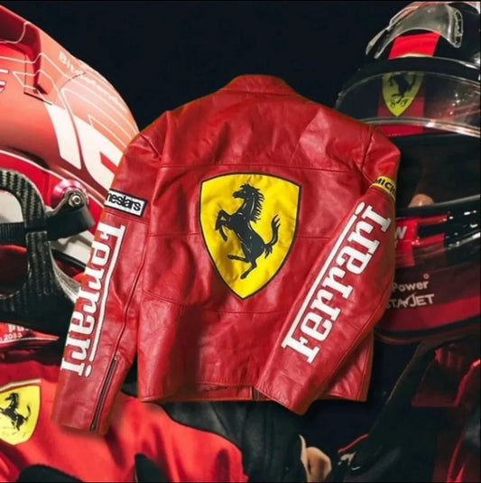 Ferrari - Inspired Red Leather Racing Jacket - ALTR
