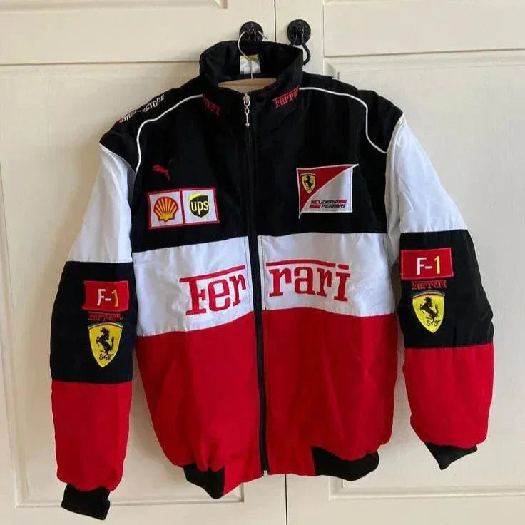 White Ferrari F1 Unisex Puffer Jacket - ALTR