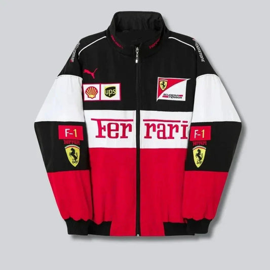 White Ferrari F1 Unisex Puffer Jacket - ALTR